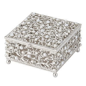 Shop Olivia Riegel Eleanor Gold Tone Crystal Embellished Box In Silver