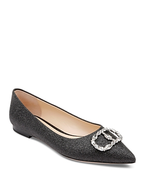 Shop Dee Ocleppo Women's Embellished Glitter Pointed Toe Flats In Black Glitter