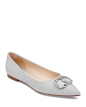 Shop Dee Ocleppo Women's Embellished Glitter Pointed Toe Flats In Silver Glitter