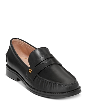 Shop Cole Haan Women's Lux Pinch Penny Loafers In Black Leather