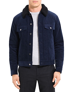 Theory Neil Trucker Jacket In Stretch Cord In Baltic