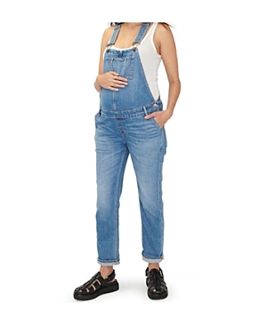 Hatch Collection Denim Maternity Overall In Indigo