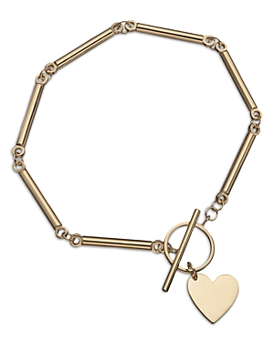 Jennifer Zeuner Melody Heart Charm Bar Bracelet in 18K Gold Plated Sterling Silver