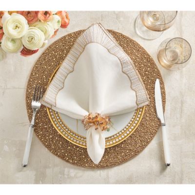Frame Napkin in White, Gold & Silver