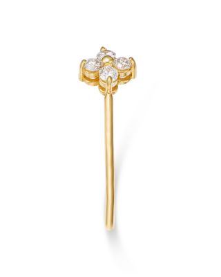 14K Yellow Gold Prong Diamonds Diamond Flower Ring