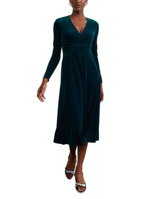 Hobbs green velvet dress hotsell