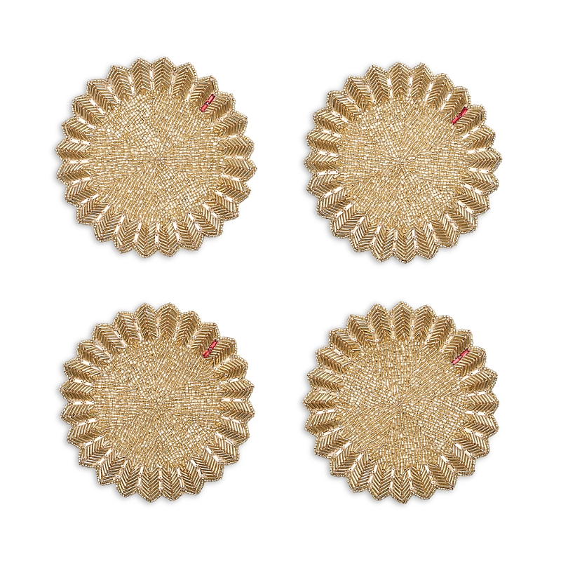 Kim Seybert Baccarat X Etoile Coaster, Set Of 4 In A Gift Box In Champagne