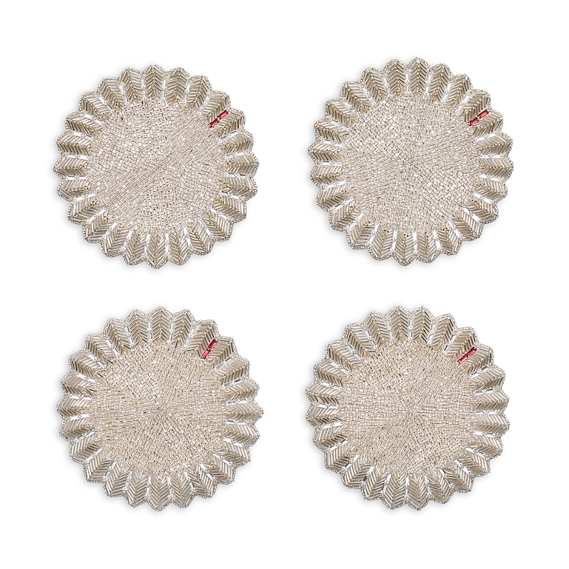 Kim Seybert Baccarat X Etoile Coaster, Set Of 4 In A Gift Box In Silver/crystal