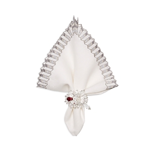 Kim Seybert Baccarat X  Etoile Napkin, Set Of 4 In A Gift Box In White/silver