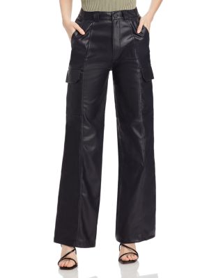 Hudson - Faux Leather Wide Leg Cargo Pants