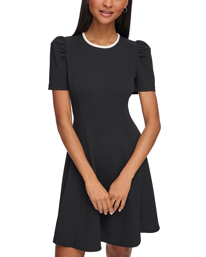 Karl Lagerfeld Scoop Neck Mini Dress - Black Dresses, Clothing