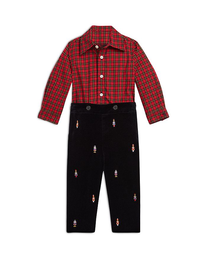Ralph Lauren - Boys' Plaid Shirt & Nutcracker Embroidered Velvet Pants Set - Baby