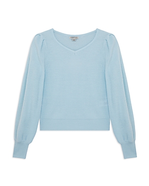 Shop Habitual Girls' Open Back Puff Sleeve Sweater - Big Kid In Light Blue