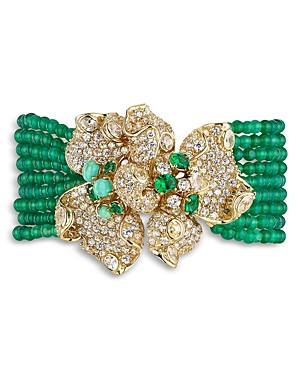 Anabela Chan 18k Gold-plated Sterling Silver Fleurs D'elixir Simulated Multi Gemstone & Green Agate Flower Bracel