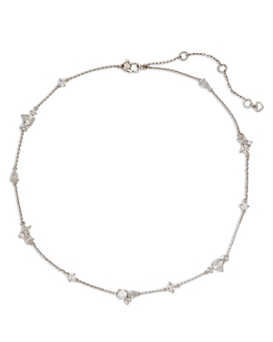 Kate Spade New York Beaming Bright Cubic Zirconia Scatter Necklace In Silver Tone, 16-19