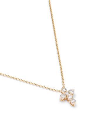 Diamond Cross Pendant Necklace in 14K Yellow Gold, 0.30 tcw