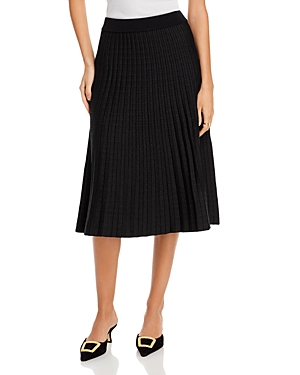 Nancy Yang Pleated Midi Knit Skirt In Black
