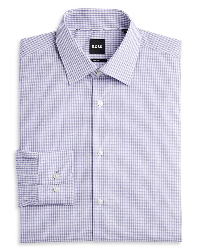 BOSS Max Micro Check Cotton Blend Slim Fit Dress Shirt | Bloomingdale's