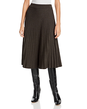 Nancy Yang Pleated Midi Knit Skirt In Charcoal