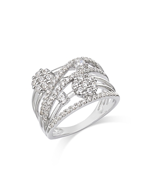 Bloomingdale's Diamond Flower Crossover Ring In 14k White Gold, 1.0 Ct. T.w.