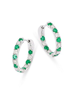 Bloomingdale's - Diamond & Precious Stone Inside Out Hoop Earrings in 14K White Gold 