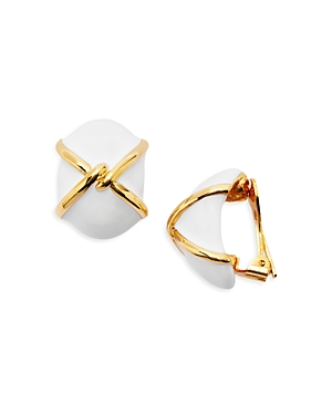 Kenneth Jay Lane Women's Twisted X 22k Gold-plated Enamel Clip-on Earrings In White/gold