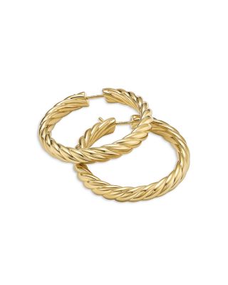 Sculpted Cable Hoop Earrings in 18K Yellow Gold, 38mm