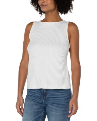 Ribbed Knit Boat Neck Tank Top