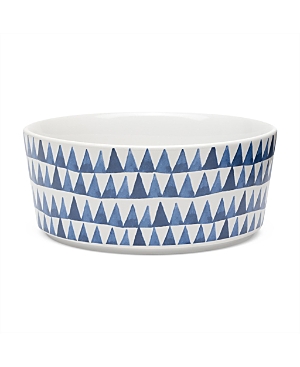 Waggo Shibori Printed Ceramic Medium Dog Bowl In Triangles