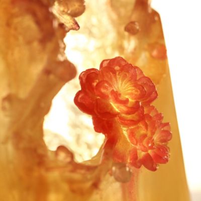 Mountain in Crimson Bloom Crystal Figure