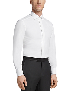 Zegna Micro Striped Trecapi Tailored Fit Long Sleeve Shirt In White