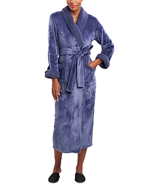 Shop Natori Long Plush Robe In Navy