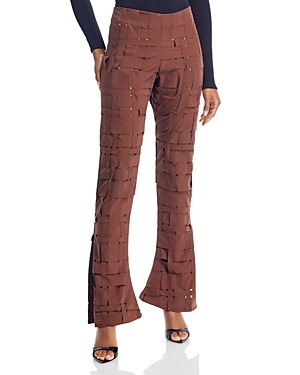 A.w.a.k.e. Woven Slit Hem Trousers In Brown