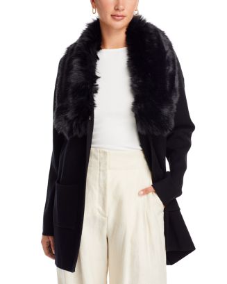 Sioni Faux Fur Trim Cardigan | Bloomingdale's