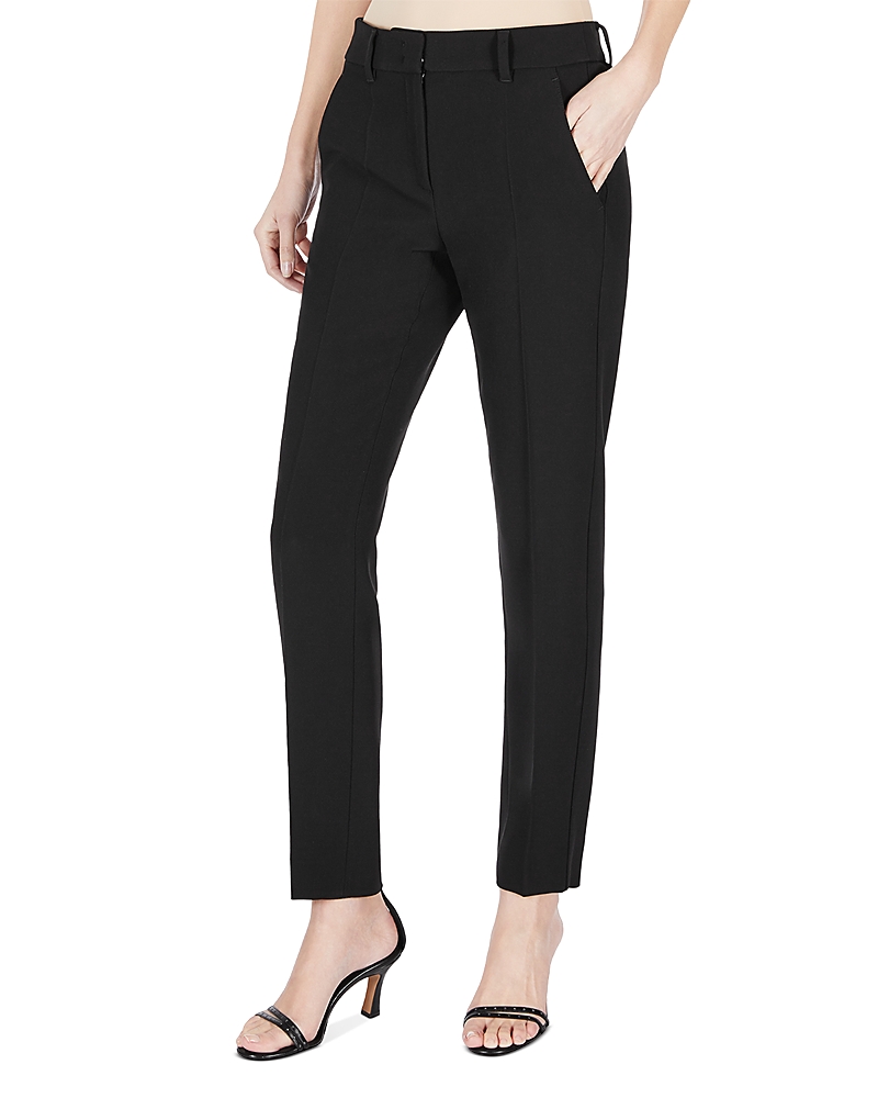 Armani Collezioni Emporio Armani Cady Crepe Trousers In Solid Black