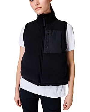 Shop Sweaty Betty Venture Padded Mixed Media Vest In Black