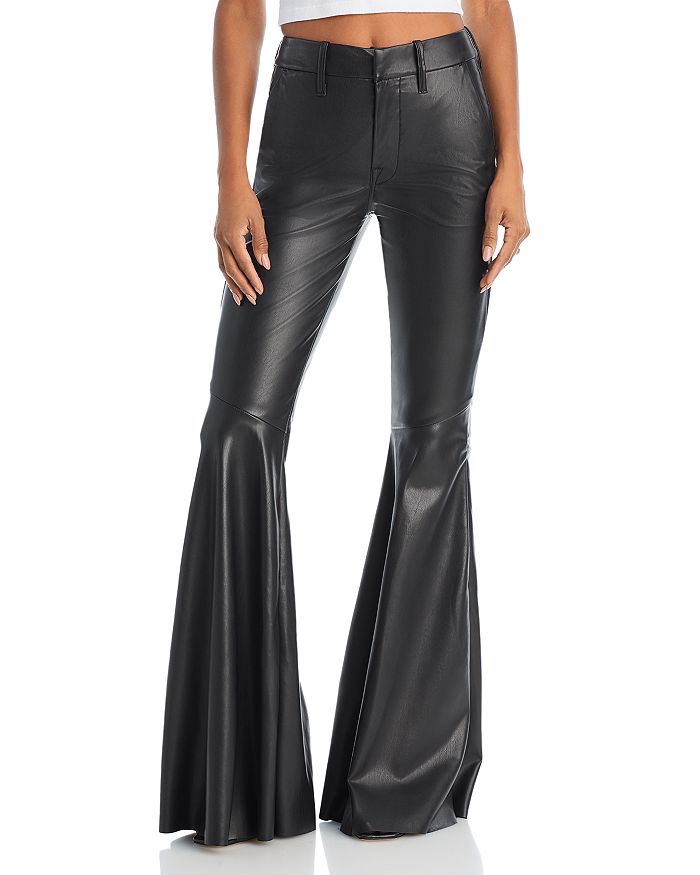 MOTHER The Super Cha Cha Prep Faux Leather Flare Jeans | Bloomingdale's