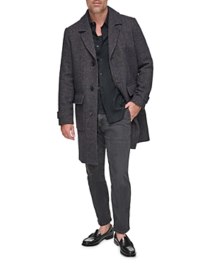 Andrew Marc Wexford Textured Herringbone Relaxed Fit Long Overcoat