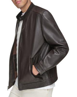 Varkas Leather Full Zip Racer Jacket 