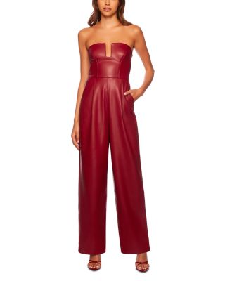 Susana Monaco - Strapless Faux Leather Jumpsuit