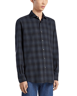 Zegna Cashco Regular Fit Button Down Shirt In Dark Blue