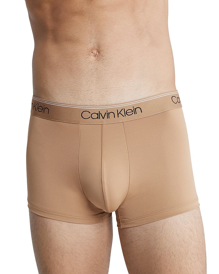Shop Calvin Klein Microfiber Stretch Wicking Low Rise Trunks, Pack Of 3 In Black/tigers Eye/blue Shadow