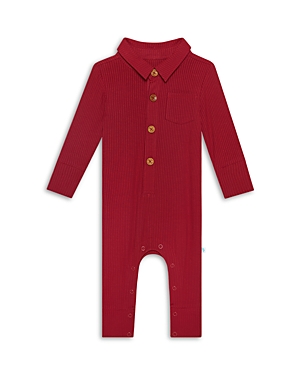 Posh Peanut Boys' Ribbed Henley Coverall - Baby In Red Overflow
