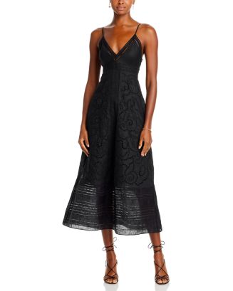 A.L.C. Josie Embroidered Linen Midi Dress | Bloomingdale's