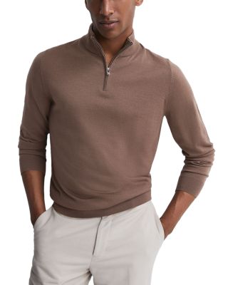 REISS BLACKHALL MERINO WOOL ZIP 2024 NECK SWEATER