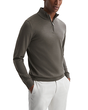 Reiss Blackhall Merino Wool Quarter Zip Sweater In Mushroom