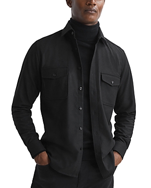 Shop Reiss Chaser Button Front Overshirt In Black