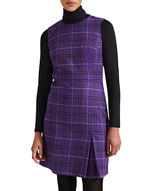 Hobbs London Avery Plaid Wool Dress In Purple Multi