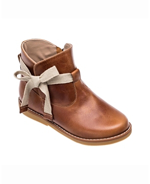 Shop Elephantito Girls' Sunny Bootie With Bow - Little Kid, Big Kid, Toddler In Brown