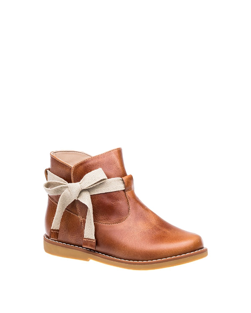 Elephantito Girl's Sunny Bow Leather Booties, Baby/toddlers In Brown